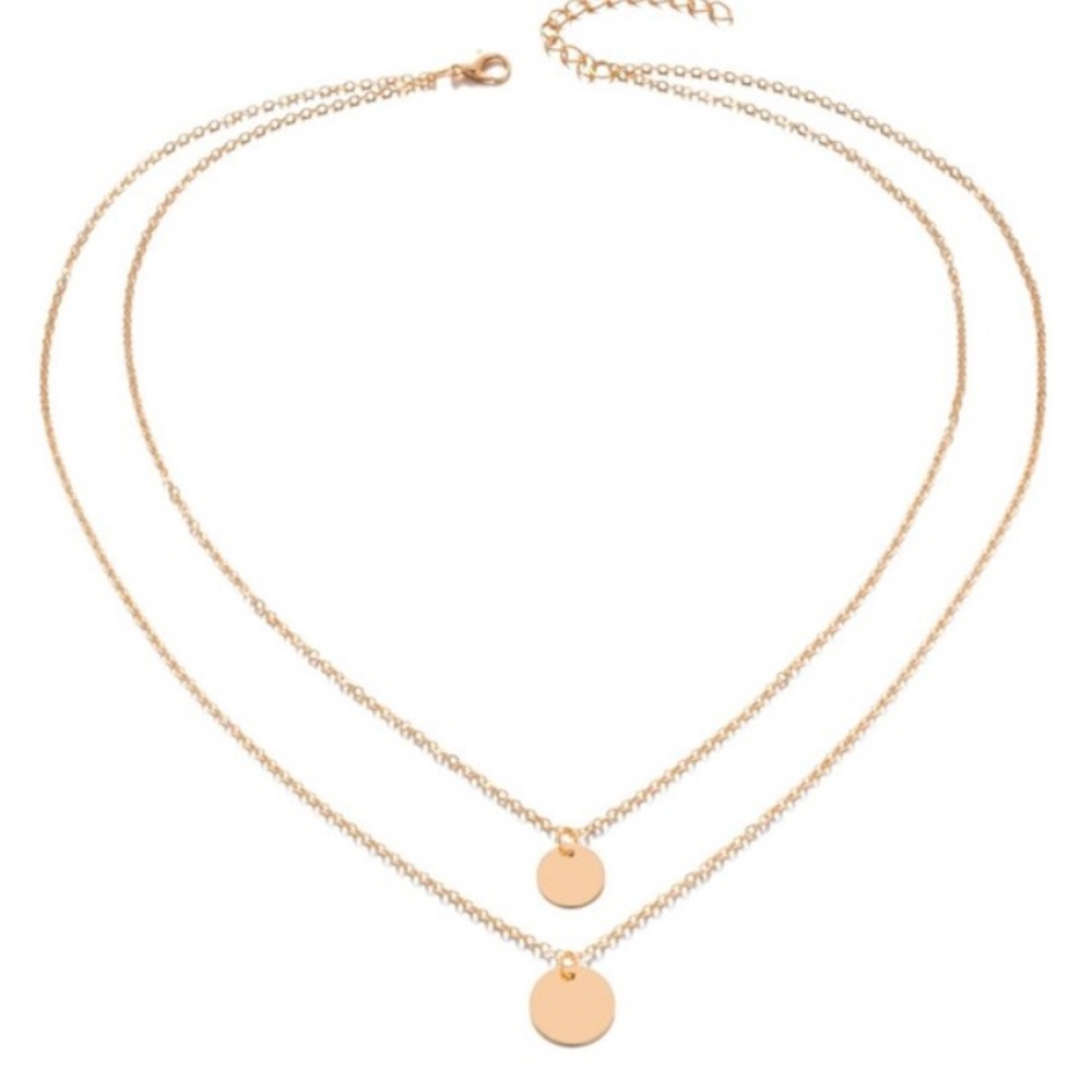 NWT Gold Two Disc Necklace - Picture 2 of 2